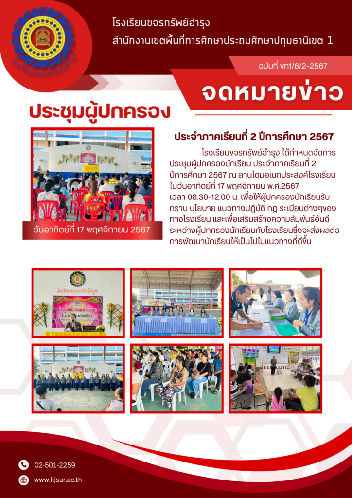 ประชาสัมพันธ์, โรงเรียนขจรทรัพย์อำรุง,ประชุม ผปค 2/2567